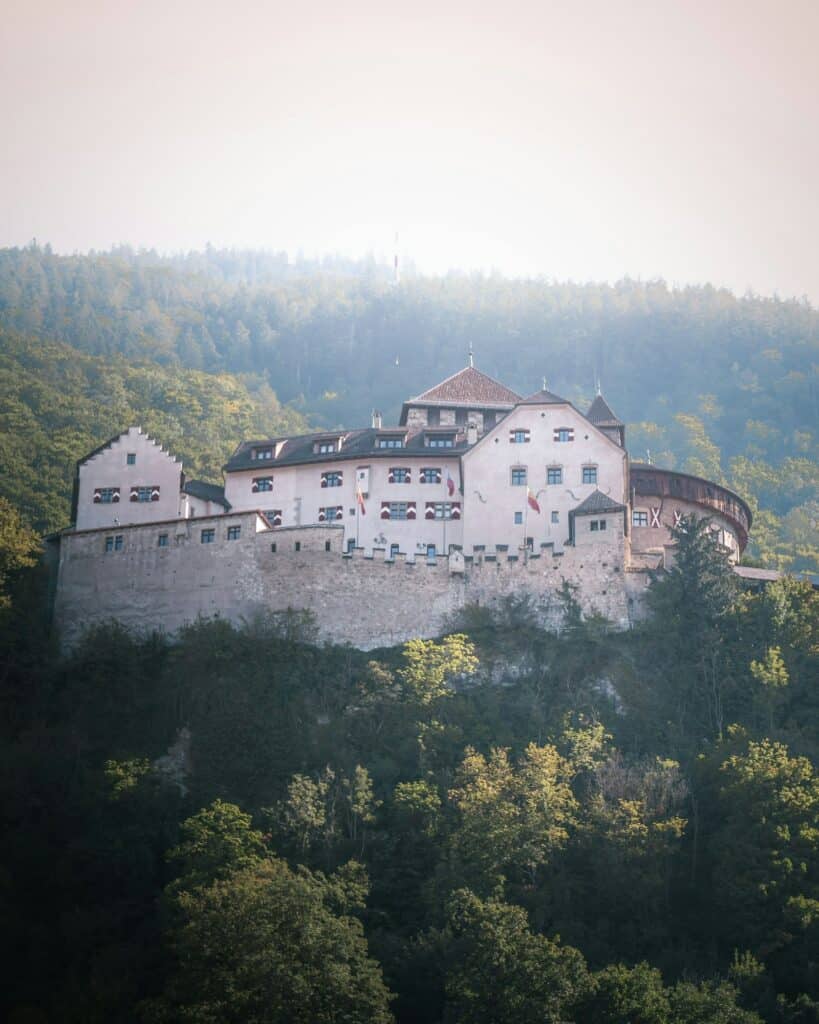 Vertical shot of the beautiful Vaduz Castle on an evergreen hill in Liechtenstein